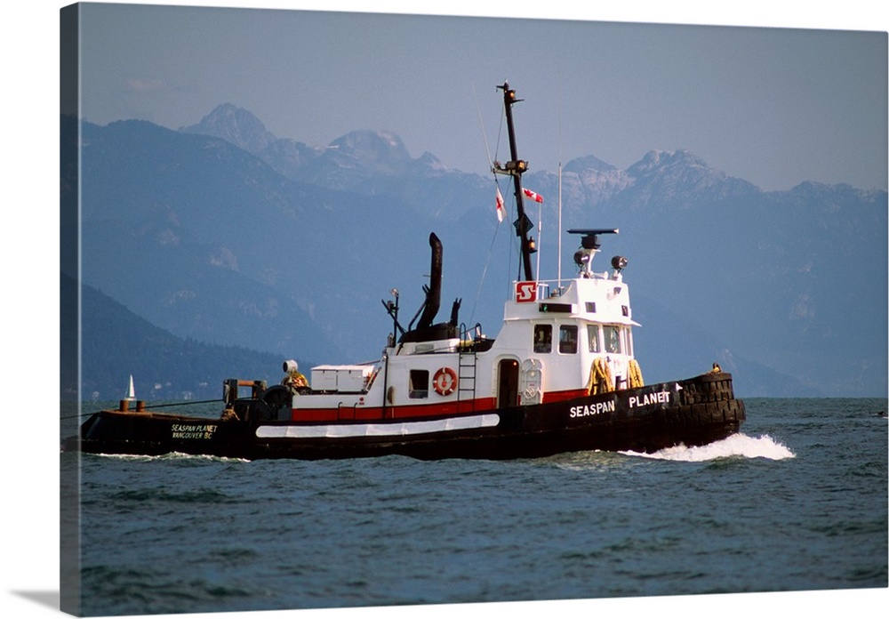 A seagoing tugboat off Vancouver, British Columbia...sea, seagoing, ocean, tugboat, water, transportation, boat, canada, c...