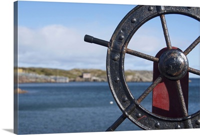 Canada, Newfoundland and Labrador, Fisherman's Point, boat wheel