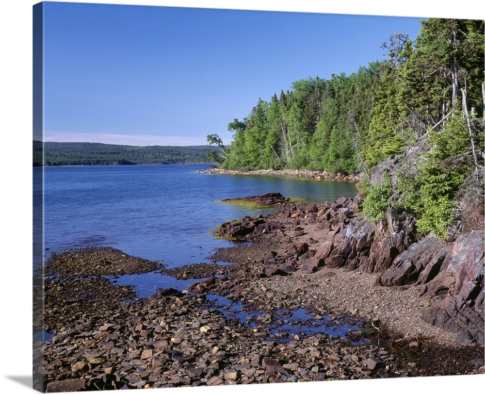 Canada, Newfoundland, Terra Nova National Park, Newman Sound and surrounding mixed conifer and hardwood forest.
