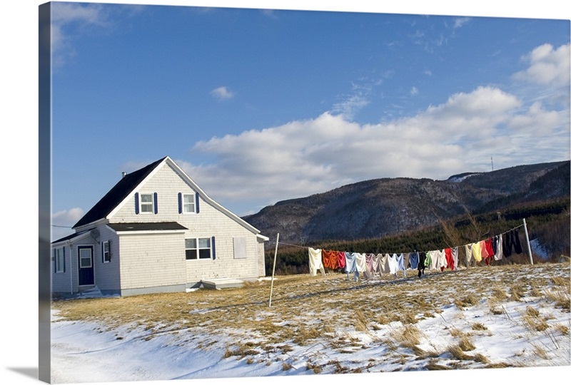Canada, Nova Scotia, Cape Breton, Winter Clothesline Great Big Canvas