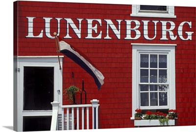Canada, Nova Scotia, Lunenburg. Multi, colored harborfront buildings