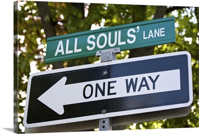 Canada, Prince Edward Island, Charlottetown. Street sign for All Souls' Lane