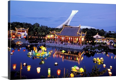 Canada, Quebec, Montreal. Jardin Botanique, Illuminated Chinese Gardens