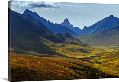 Canada, Yukon, Tombstone Territorial Park, Fall Color And Mountain Valley Views