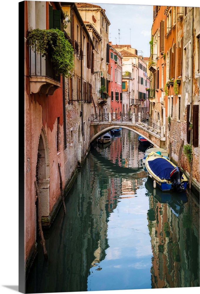 Canal and houses, Venice, Veneto, Italy.