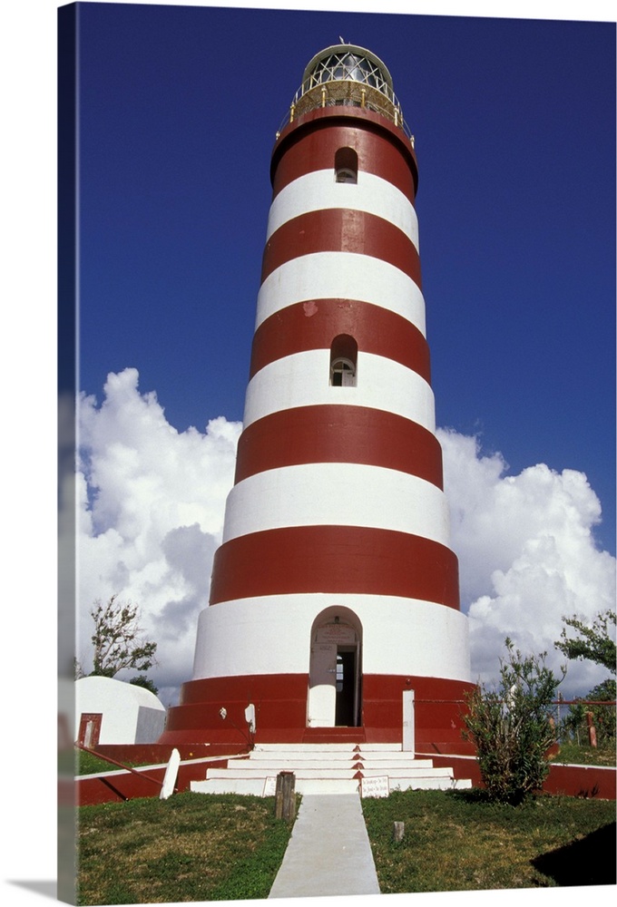 Caribbean, Bahamas, Elbow Cay.Candystripe lighthouse