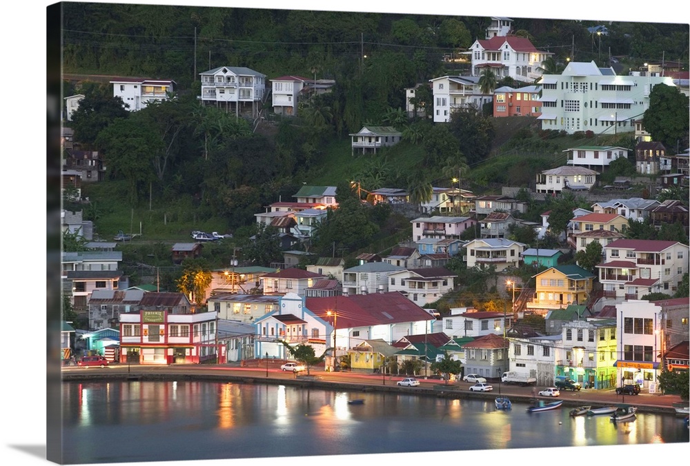Caribbean, GRENADA, St. George's.St. George's Harbor, The Carenage.Evening View from Fort George