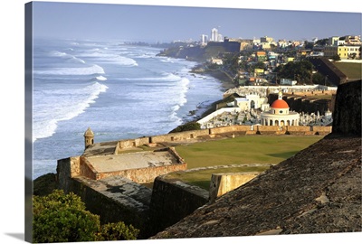 Caribbean, Puerto Rico, San Juan. View of city from Fort San Cristobal
