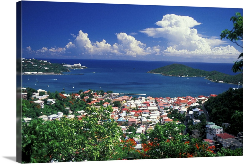 CARIBBEAN, St. Thomas, Charlotte Amalie.View overlooking town and bay