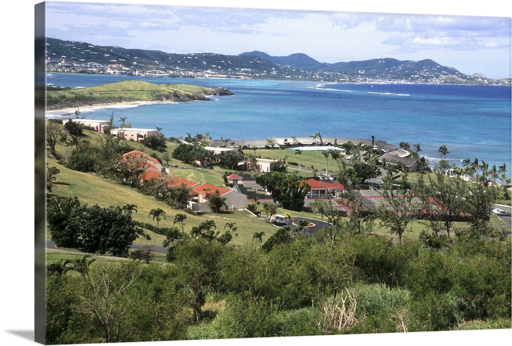Caribbean: US Virgin Islands, St Croix, view of Christiansted from above the Buccaneer Hotel
