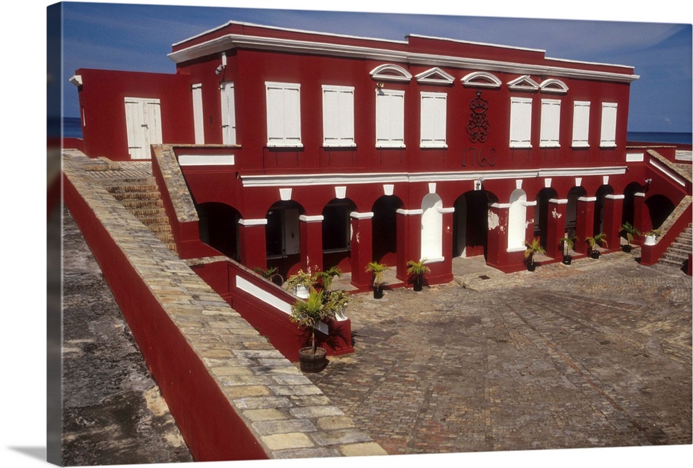 Caribbean: US Virgin Islands, St Croix, Frederiksted, Fort Frederik Museum (built 1760), March.