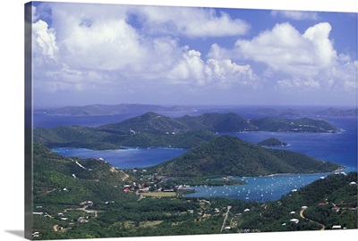 Caribbean, US Virgin Islands, St. John, Coral Bay. Bay view from Bordeaux Mountain