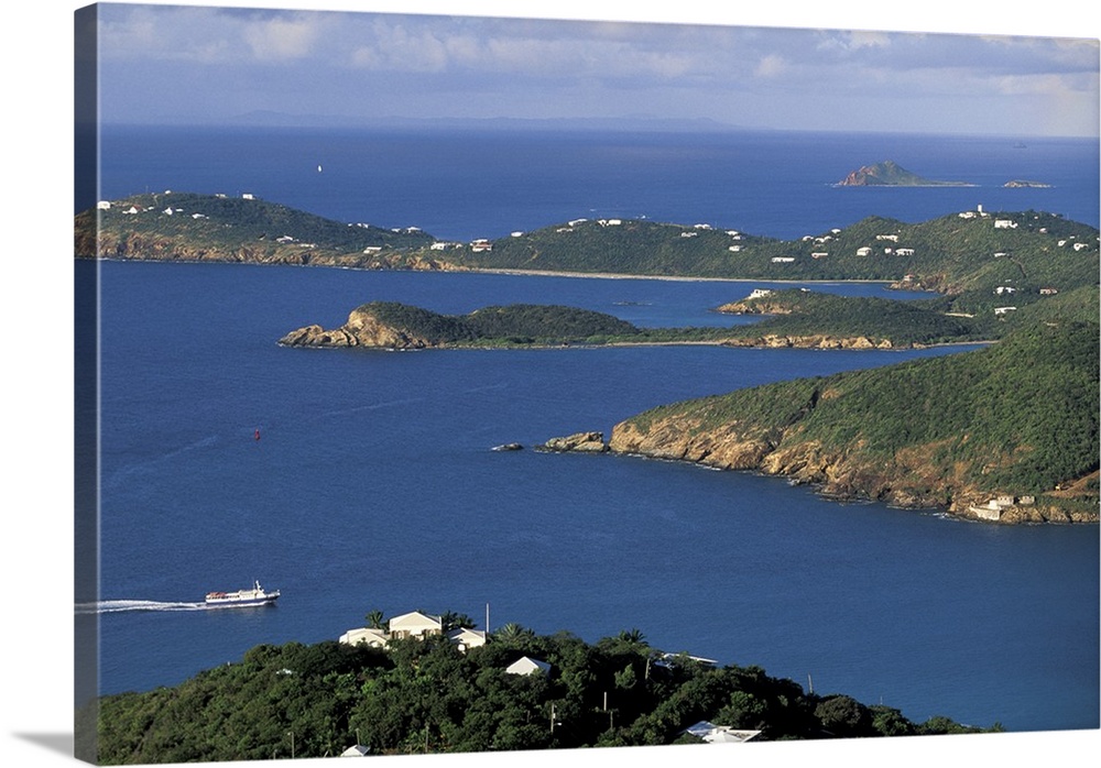 Caribbean, US Virgin Islands, St. Thomas, Charlotte Amalie. Island Ferry navigating St. Thomas harbor