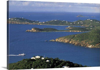 Caribbean, US Virgin Islands, St. Thomas. Island Ferry navigating St. Thomas harbor
