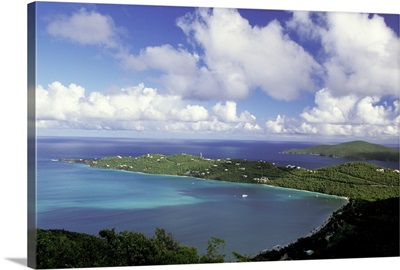 Caribbean, US Virgin Islands, St. Thomas, Magens Bay. Aerial view of the bay