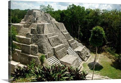 Central America, Guatemala, Yaxha, classic Mayan pyramid surrounded by jungle