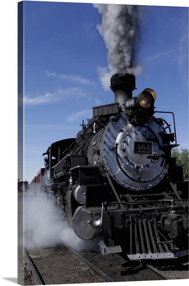 Chama, New Mexico, United States.  Cumbres and Toltec Narrow gauge railway, antique steam train.