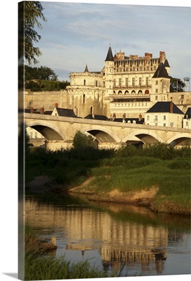 Chateau d'Amboise with River Loire in foreground. Amboise. Loire Valley. France