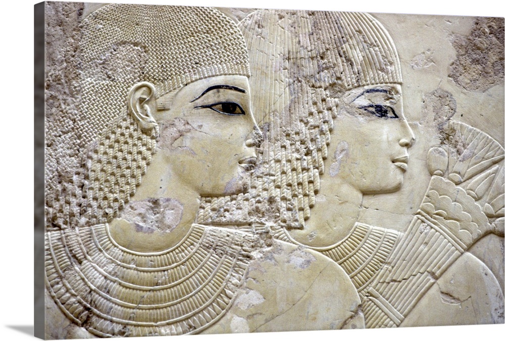 Children and relatives of Ramose. Tomb of Ramose, Thebes. Amarna Style wigs.  EGYPT