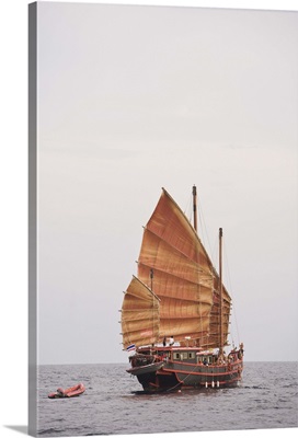 Chinese Junk style sailing boat, Similan Islands, Thailand