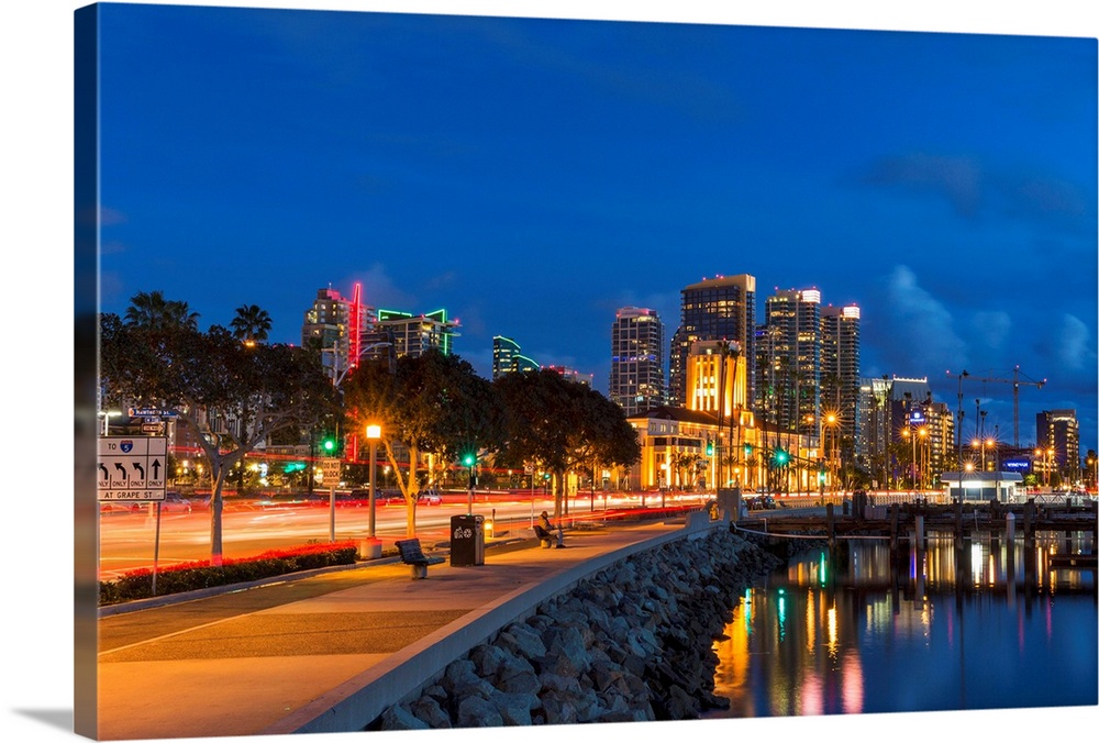 City skyline from harbor in San Diego, Caifornia, USA