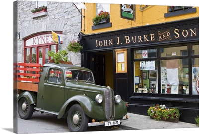 Clonbur, Ireland. An old truck sits outside John Burke's, a well-known restaurant