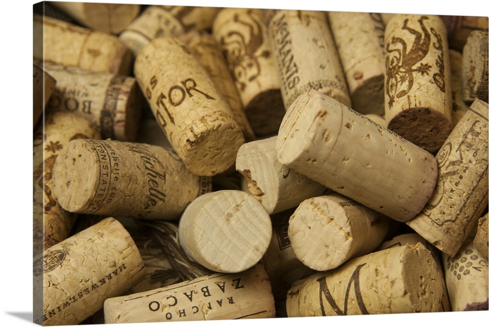 Close-up of a pile of wine cork collection.