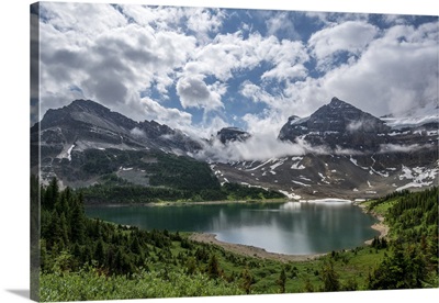 Clouds over an alpine lake in Assiniboine Provincial Park