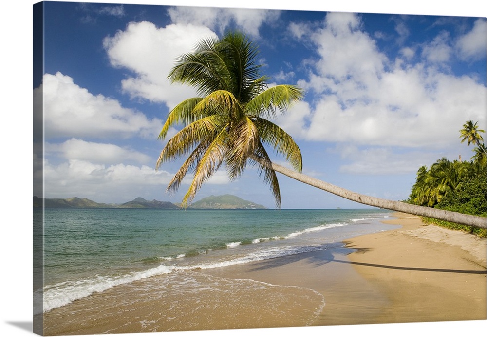 Coconut Grove Beach at Cades Bay, with St. Kitts on horizon