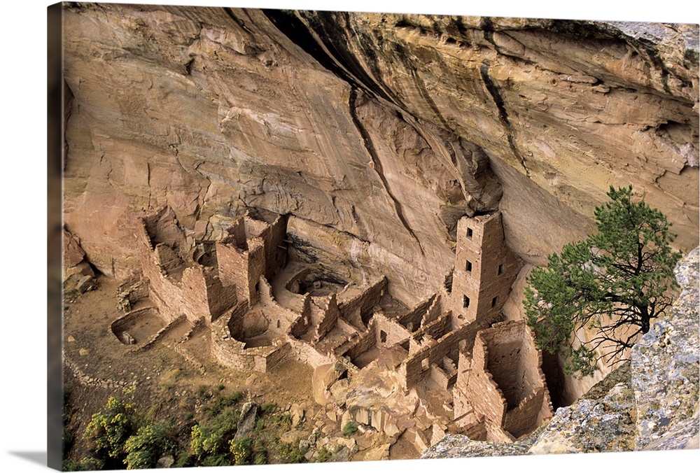 USA, Colorado, Mesa Verde NP. Square Tower House ancestral puebloan ruins in Navajo Canyon.