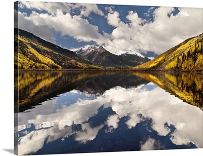 Colorado, Ouray, Fall reflections on Crystal Lake