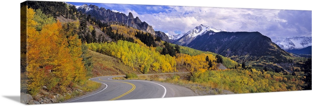 USA, Colorado, Telluride. Highway 145 twists through the San Juan Mountains near Telluride, Colorado.