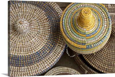 Colorful hand made baskets, Albert Market, Banjul, Gambia