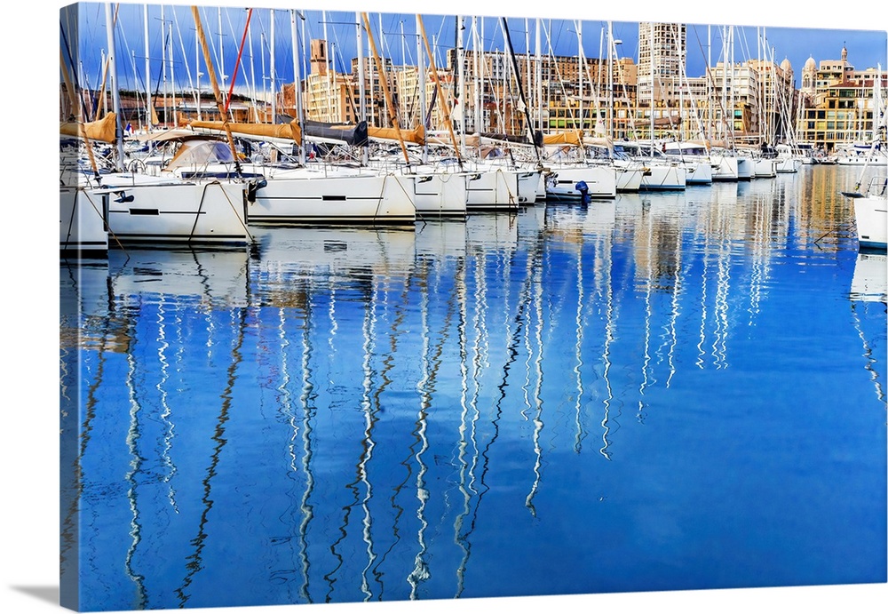 Colorful marina, Marseille, France. Second largest city in France.