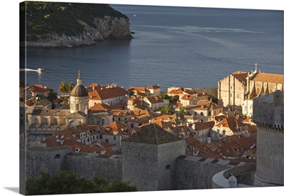 Croatia, Dubrovnik. Overview Of The Walled City Of Dubrovnik.