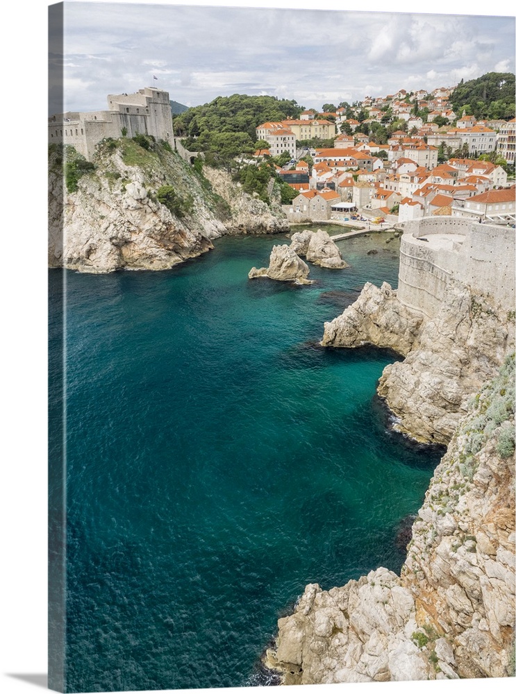 Croatia, Dubrovnik. Lovrijenac or St. Lawrence Fortress guarding the sheltered cove and northern seaward approach to Dubro...