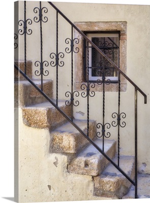 Croatia, Rovinj, Istria, Stairs And Wrought Iron Railing Leading To A Home