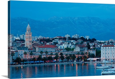 Croatia, Split, View Of Town And Diocletian's Palace From Marjan Hotel Near Marina