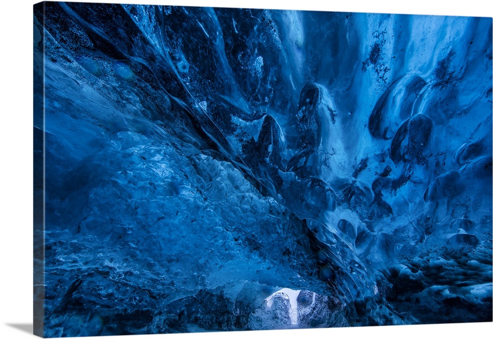Crystal Ice Cave under Vatnajokull Glacier in south Iceland.