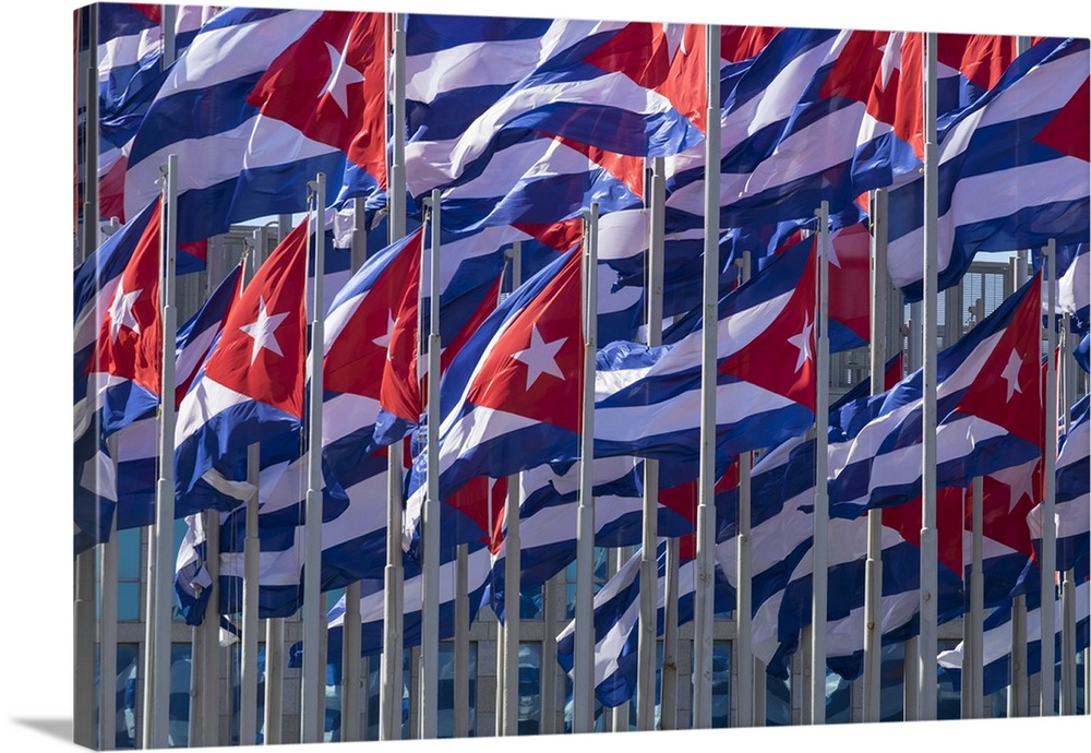 Cuba, Havana. Flags wave in the breeze.