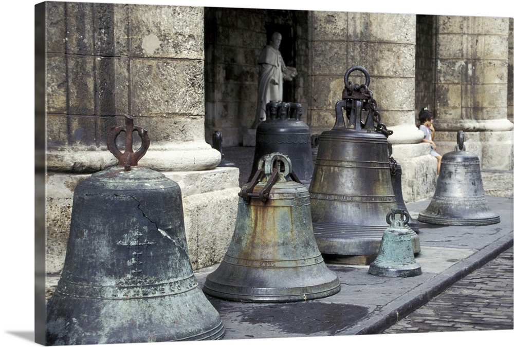 NA, Cuba, Old Havana.Historic bells in Plaza de las Armas