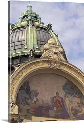 Czech Republic, Cent. Bohemia, Prague, Municipal House exterior, art nouveau details