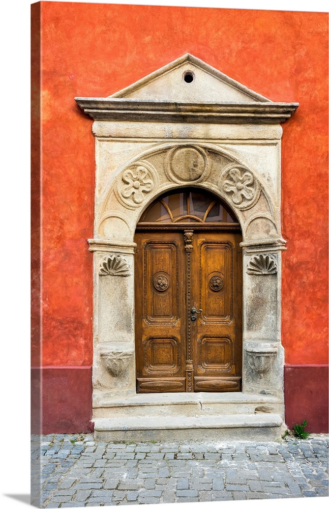 Czech Republic, Cesky Krumlov. Ornate doors and arch. Credit: Jim Nilsen