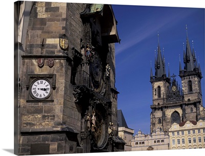 Czech Republic, Prague, Old Town Hall, Tyn Church, Astrological Clock