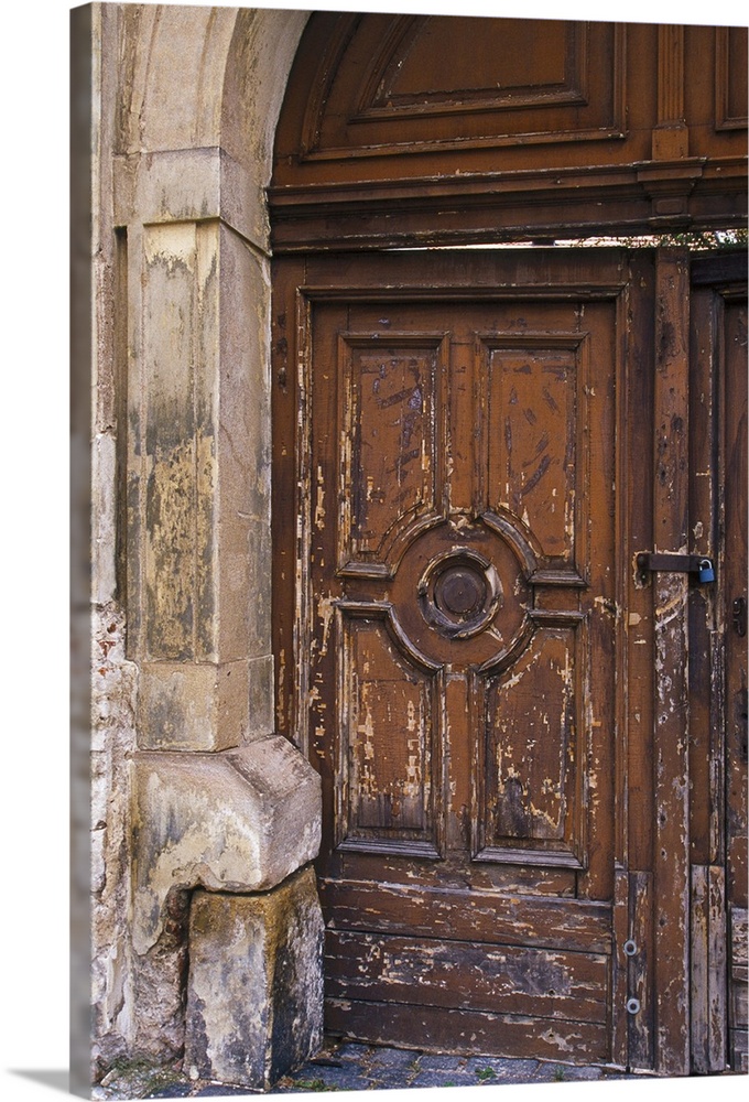 Europe, Czech Republic, Prague, wooden door.