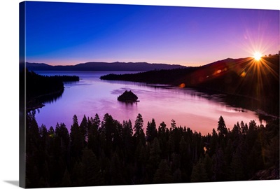 Dawn Light Over Emerald Bay On Lake Tahoe, Emerald Bay State Park, California