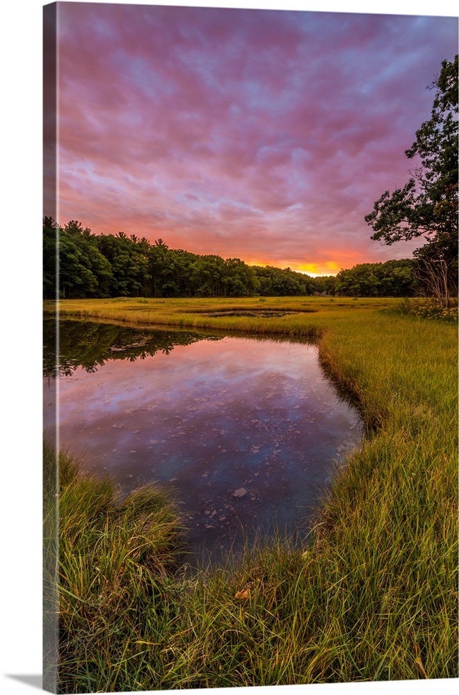 Dawn on the salt marsh along the Castle Neck River in Ipswich, Massachusetts.