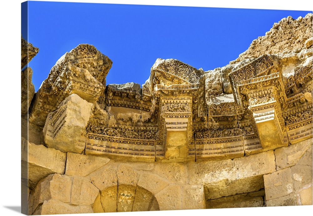 Decorations Nymphaeum Public Fountain Ancient Roman City Jerash Jordan. Jerash came to power 300 BC to 100 AD and was a ci...