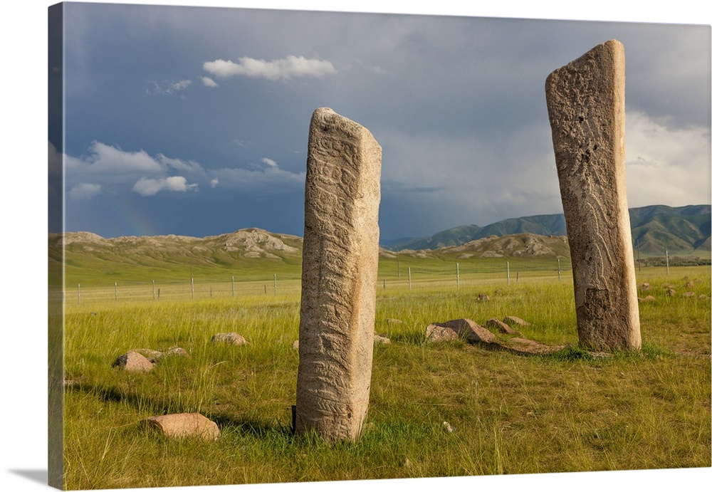 Deer stones with inscriptions, 1000 BC, Mongolia.