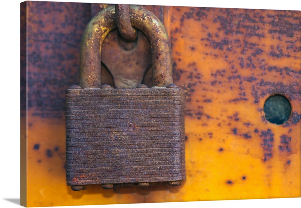 Details of rust and paint on metal.